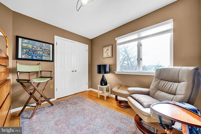 living area featuring hardwood / wood-style flooring