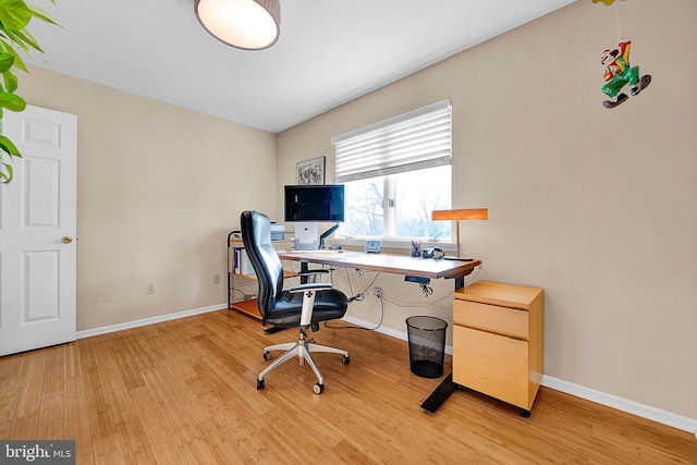 office space featuring wood-type flooring