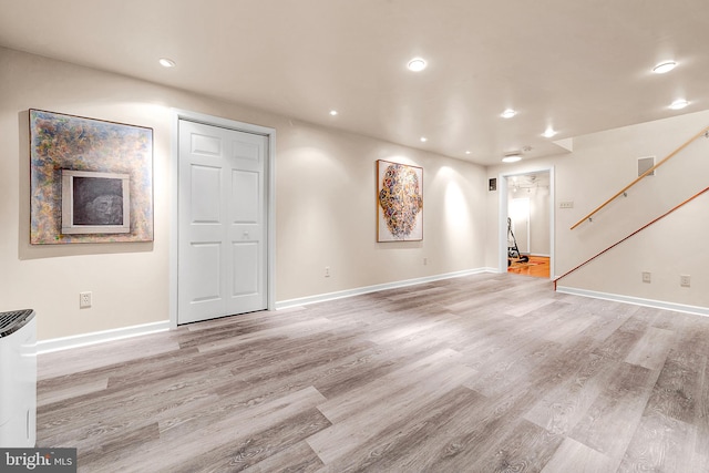 unfurnished living room featuring light hardwood / wood-style floors