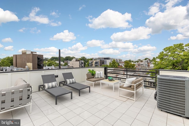 view of patio featuring central AC unit and an outdoor hangout area