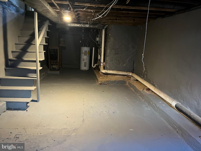 basement with electric water heater