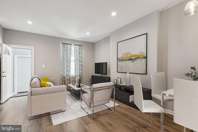 living room with hardwood / wood-style floors