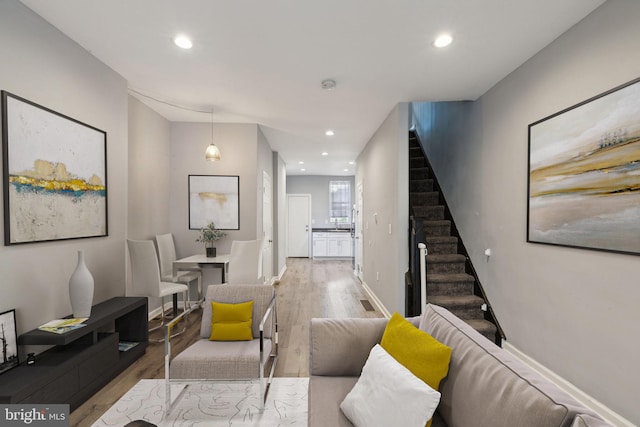 living room featuring light hardwood / wood-style flooring