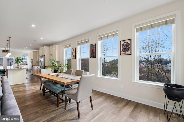 dining room with hardwood / wood-style floors