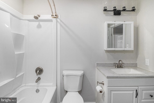 full bathroom featuring vanity, toilet, and shower / bathtub combination