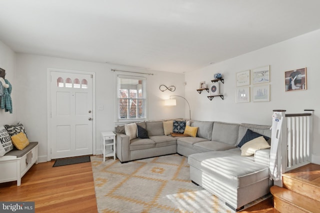 living room featuring light wood-type flooring