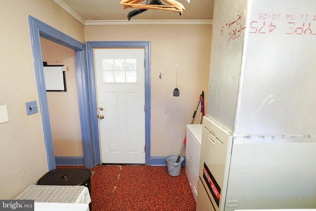 interior space with crown molding