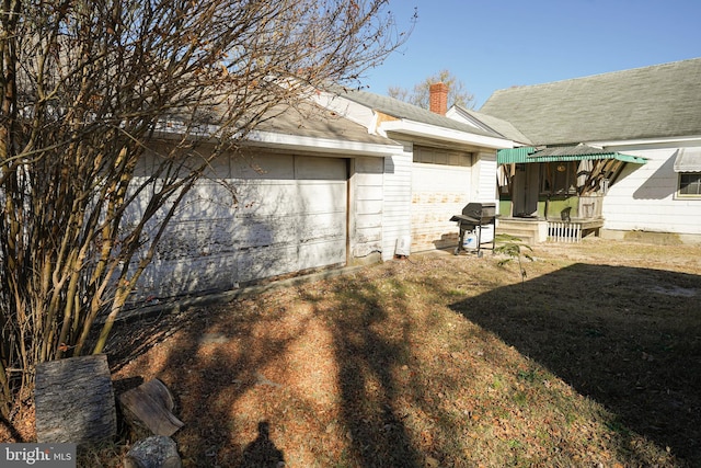 exterior space featuring a garage