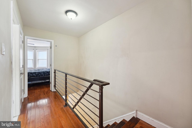 hallway featuring dark wood-type flooring