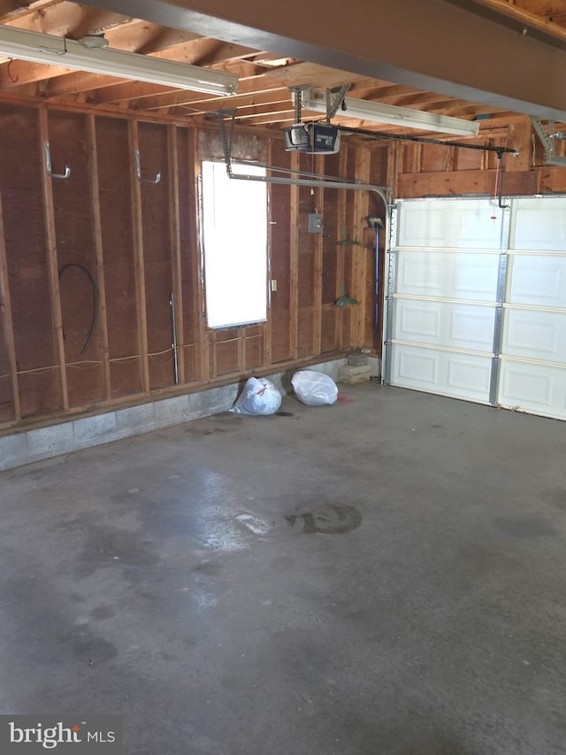 garage with a garage door opener