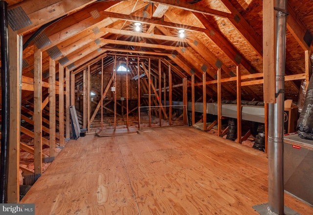 view of unfinished attic