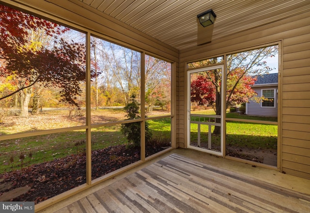 view of unfurnished sunroom