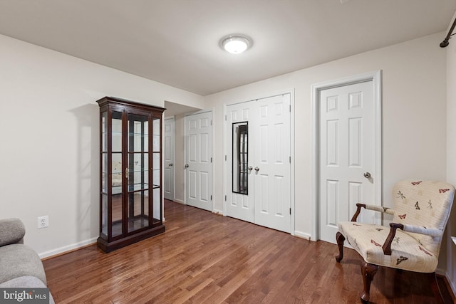 foyer with hardwood / wood-style flooring