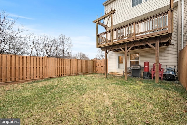 view of yard featuring a deck