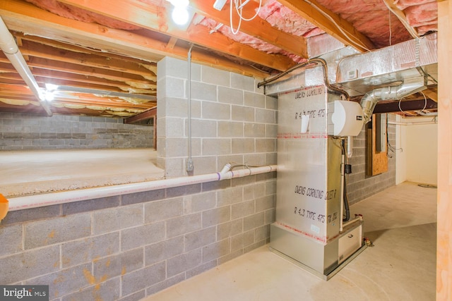 basement with heating unit