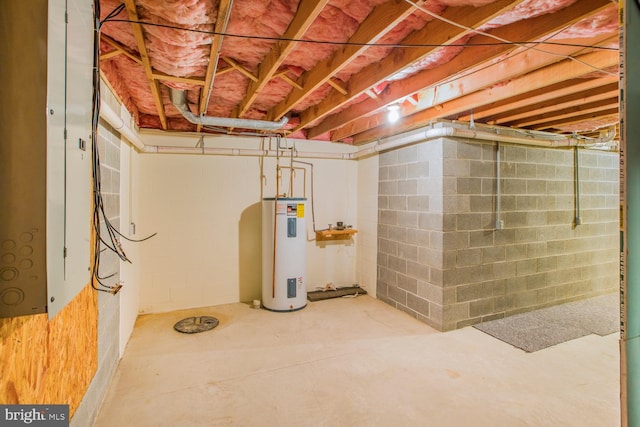 basement with electric water heater