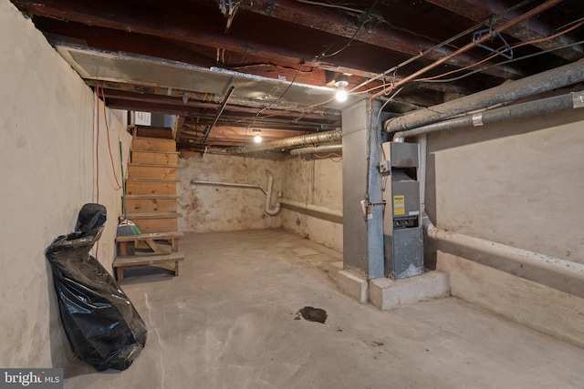 basement with heating unit