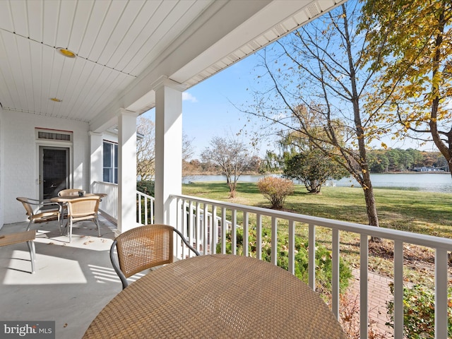 7369 Drum Point Rd, Saint Michaels, MD 21663 - balcony featuring a water view and outdoor dining area