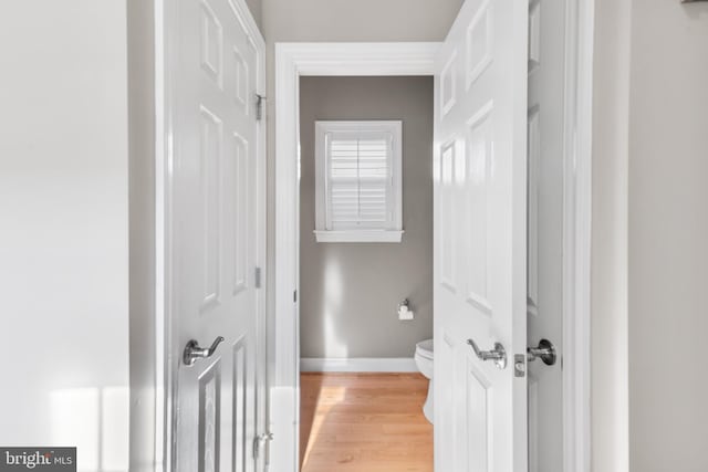 hall with light wood-type flooring