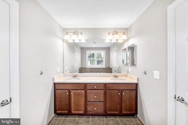 bathroom with tile patterned floors and vanity