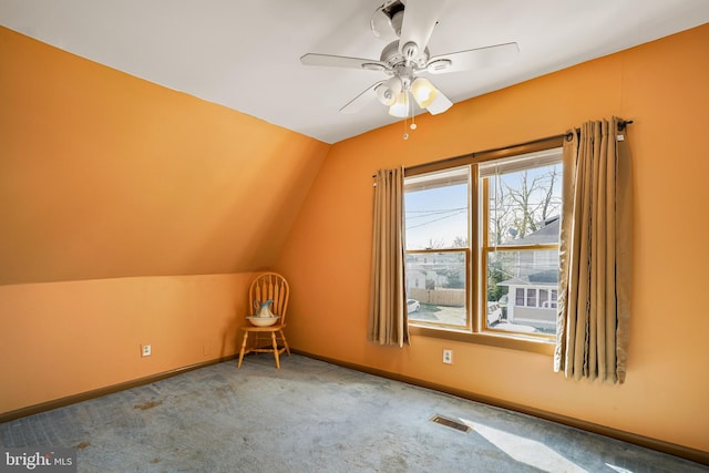61 Belmont Ave, Wilmington, DE 19804 - additional living space featuring carpet flooring, lofted ceiling, a ceiling fan, and baseboards