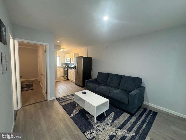 6406 Coastal Hwy Unit 201, Ocean City, MD 21842 - living room featuring light wood-style floors and baseboards