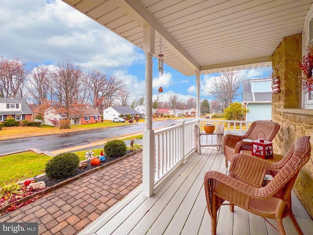 wooden deck with covered porch