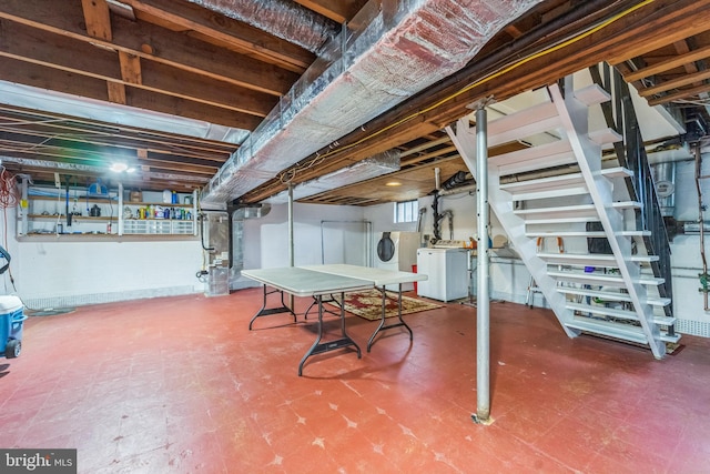 basement with separate washer and dryer