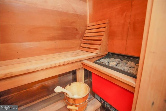 view of sauna / steam room featuring hardwood / wood-style flooring