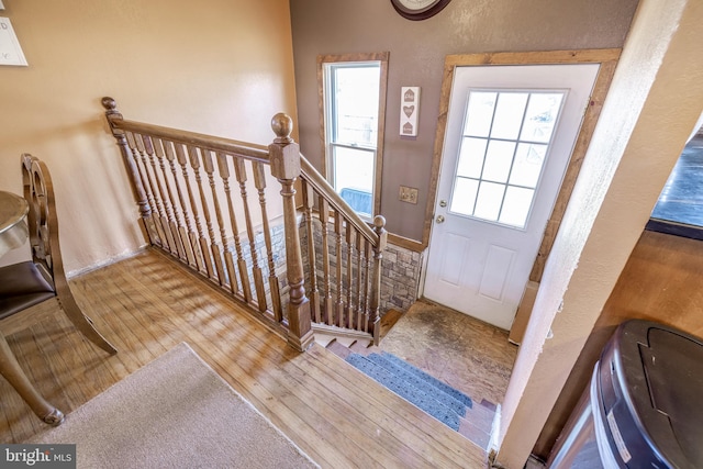 foyer entrance featuring light wood-type flooring