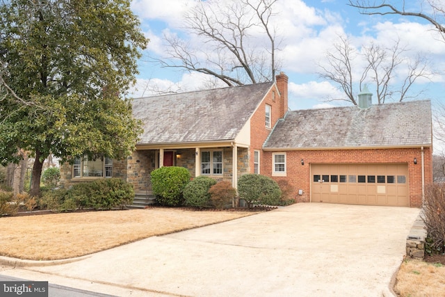 view of front of property with a garage