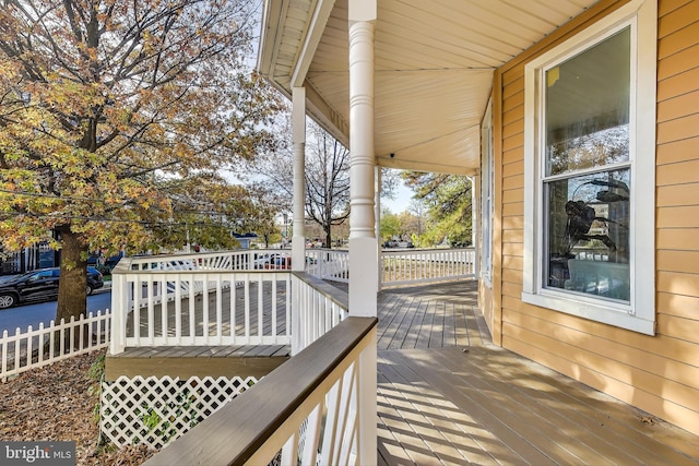 wooden deck with covered porch