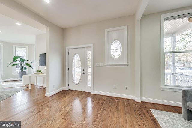 entrance foyer featuring light hardwood / wood-style floors