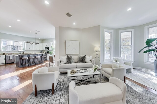 living room with wood-type flooring