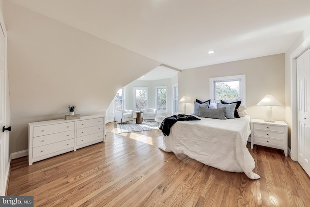 bedroom featuring light hardwood / wood-style flooring