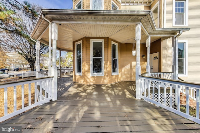 wooden deck with covered porch