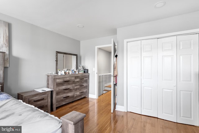 bedroom featuring a closet and wood-type flooring