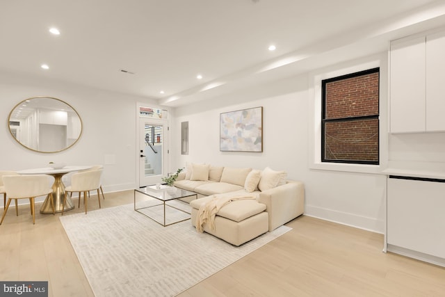 living room featuring light hardwood / wood-style floors