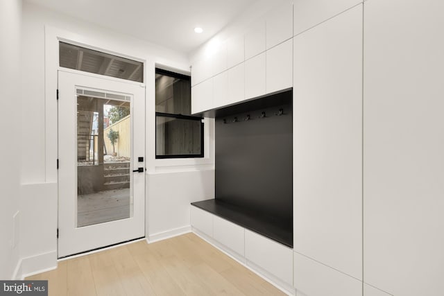 mudroom featuring light hardwood / wood-style floors