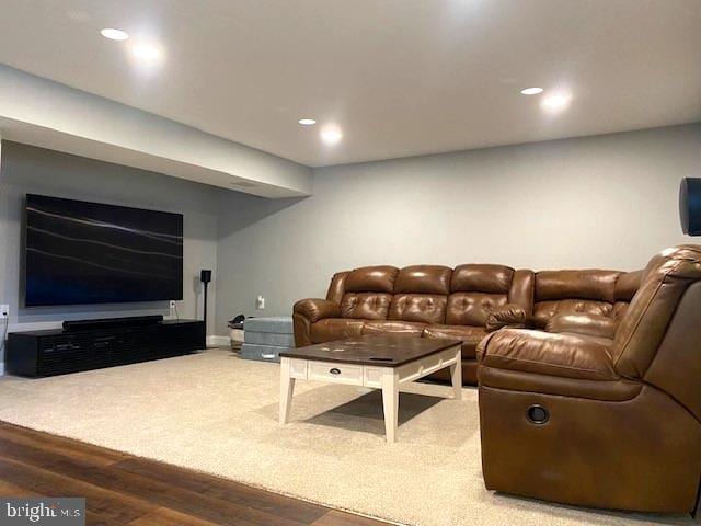 living room with hardwood / wood-style flooring