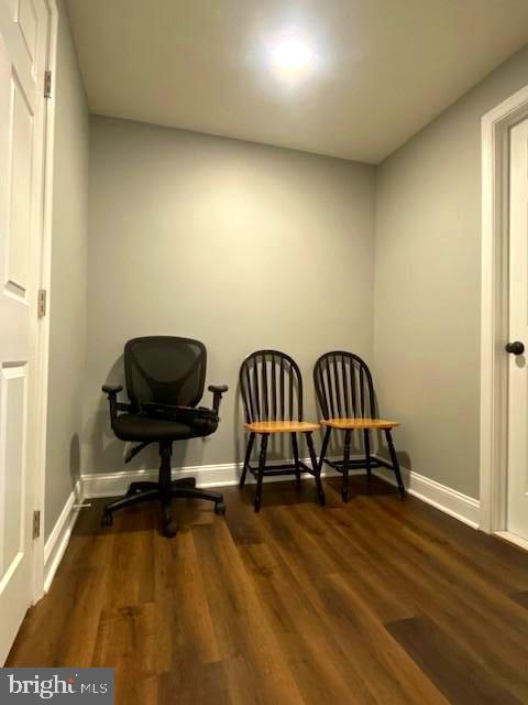 living area featuring dark wood-type flooring