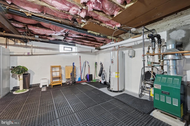 basement with electric water heater