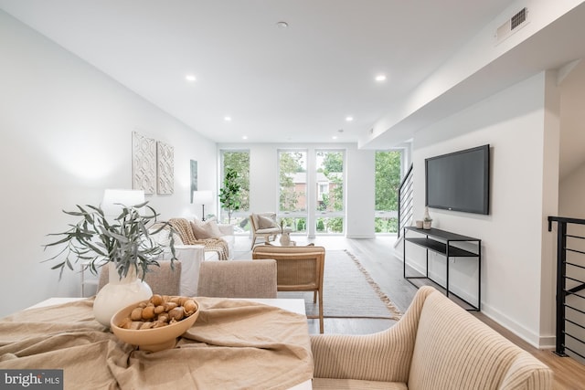 living room featuring light hardwood / wood-style flooring