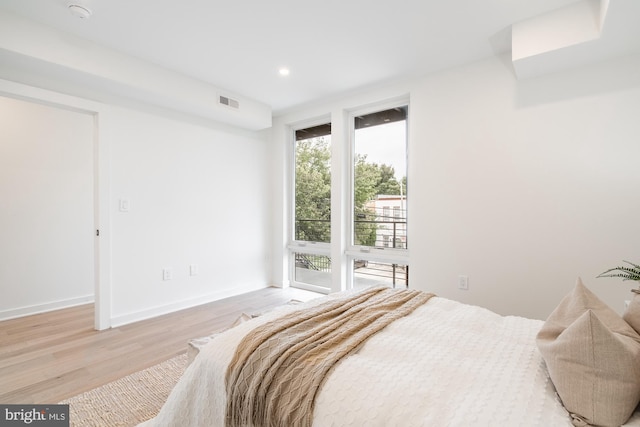 bedroom featuring light hardwood / wood-style flooring