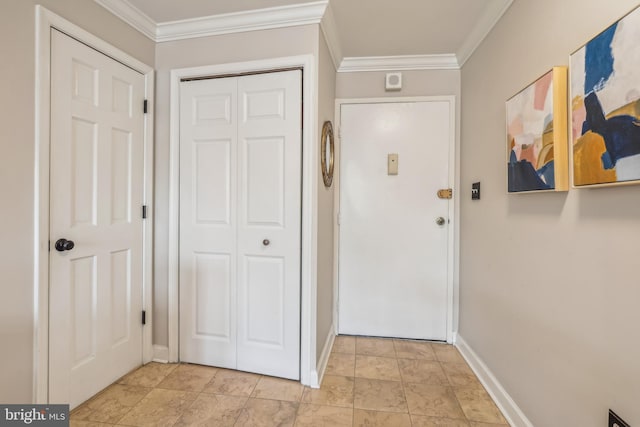 interior space featuring ornamental molding