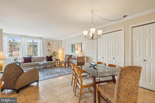 1239 Vermont Ave NW Unit 602, Washington, DC 20005 - dining room featuring ornamental molding and a chandelier