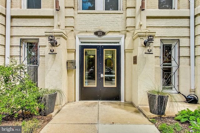 property entrance with french doors