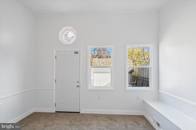 view of carpeted entrance foyer