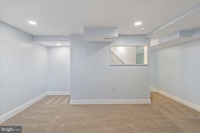 basement with carpet