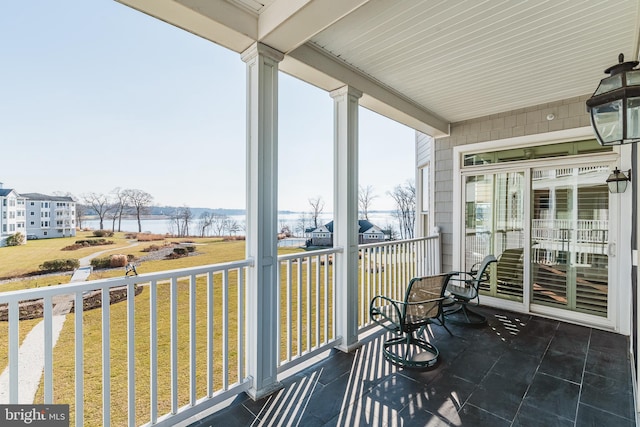 balcony with a water view